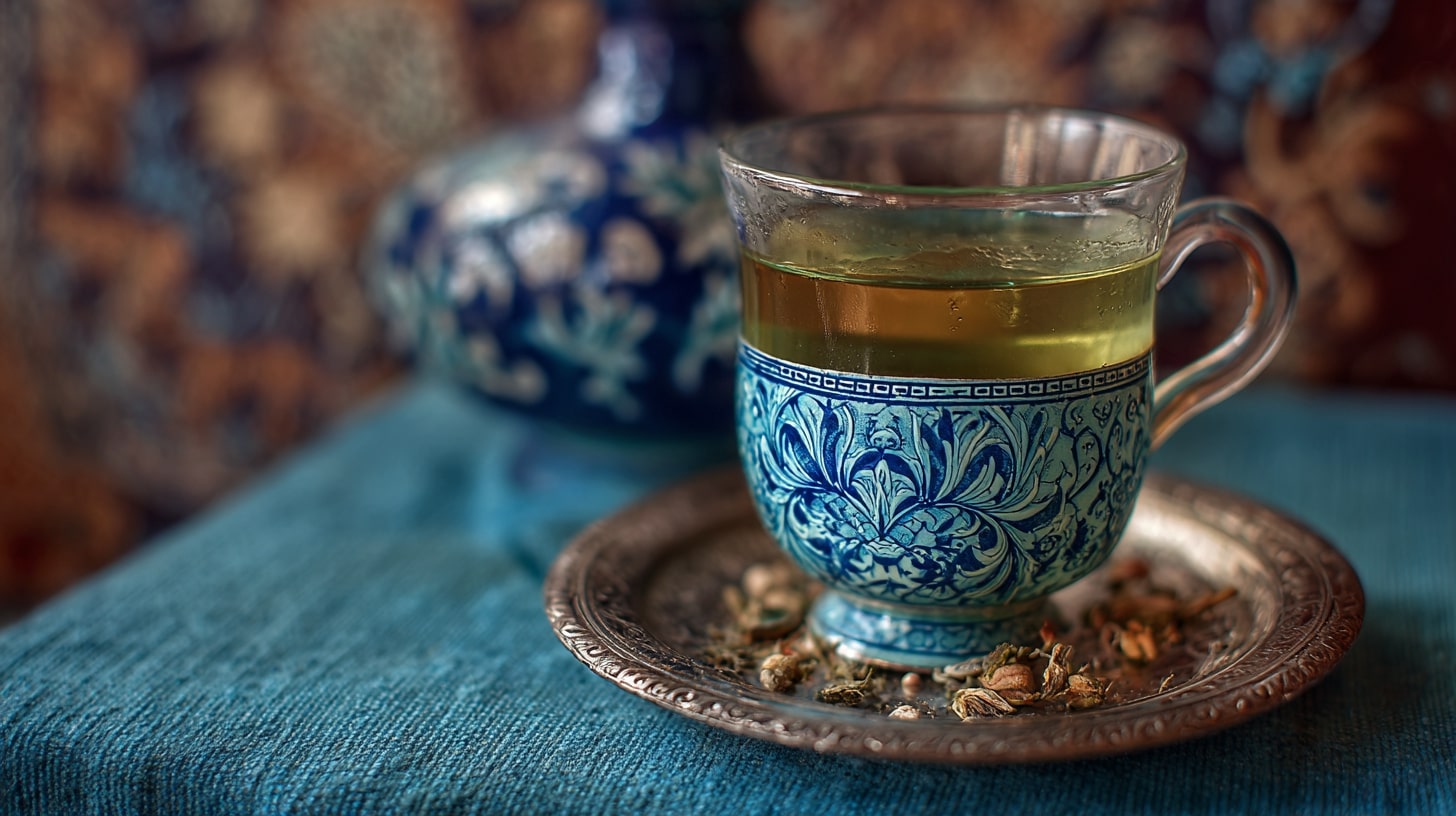 Was ist der beste Tee der Welt. Eine Tasse Tee auf einem Tisch